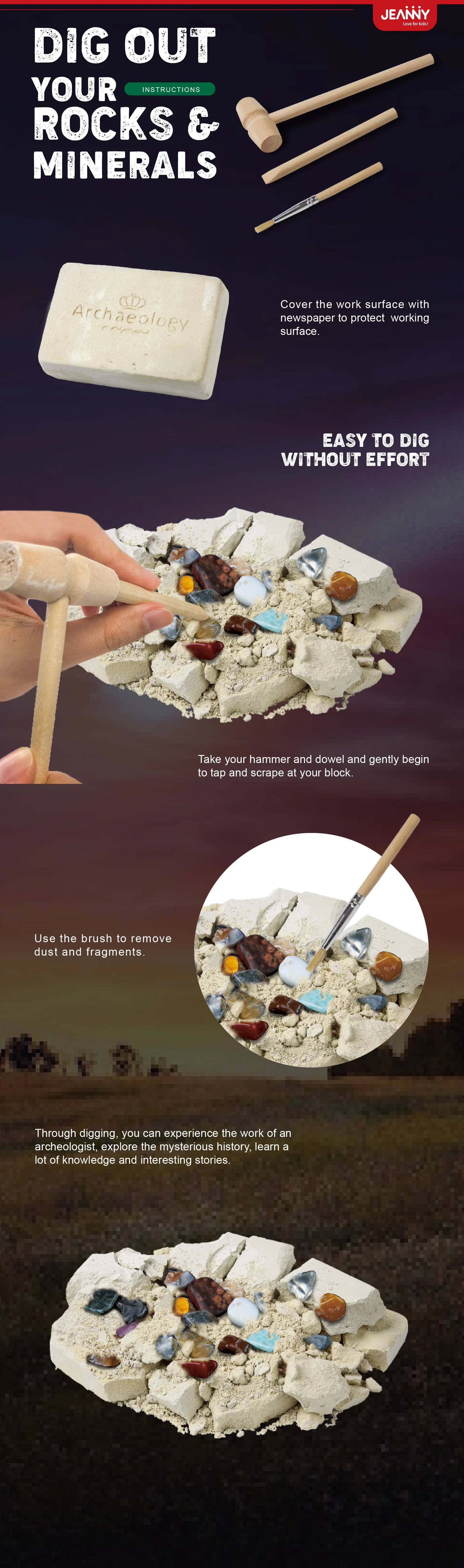 Child Toys Stem Dig Kit Dig Out Rock And Gem Rock Archaeology