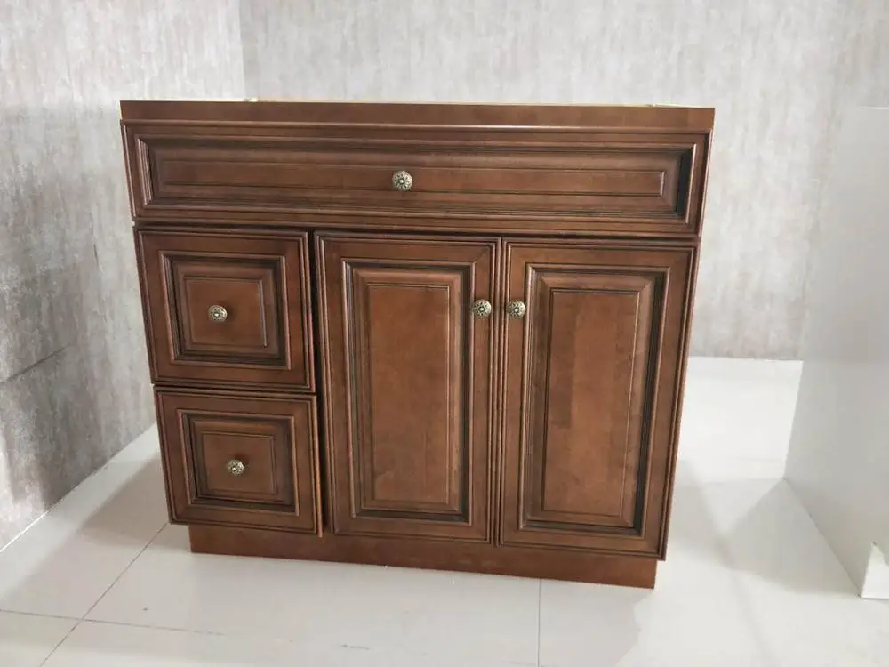 RTA Factory Direct Mocha Painted Raised Panel Style Solid Wood Kitchen Cabinet