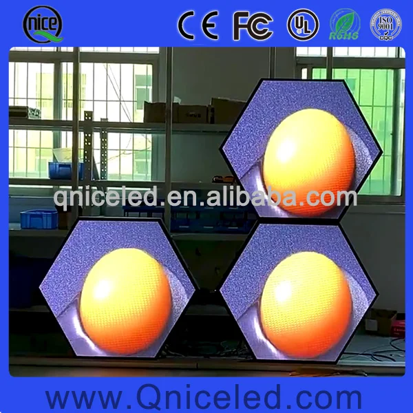 Ceiling Hanging Wall Mounted Hexagon LED Screen Video Advertising Display Digital Signage Hexagon Wall Decor LED Panel Board