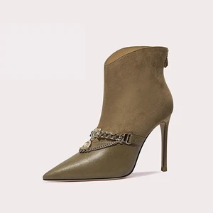 Lily Wei Women's Breathable Women's High Heel Boots  Stiletto Pointed Toe Synthetic Leather Back Zipper for Daily Wear Footwear