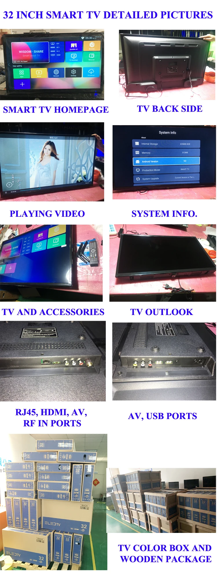 LCD TV Factory Price Flat Screen Television Full HD LED TV 32 39 40 43 49 50 55 65 75 82 85 86 98 100 105 110 inch 4K Smart TV