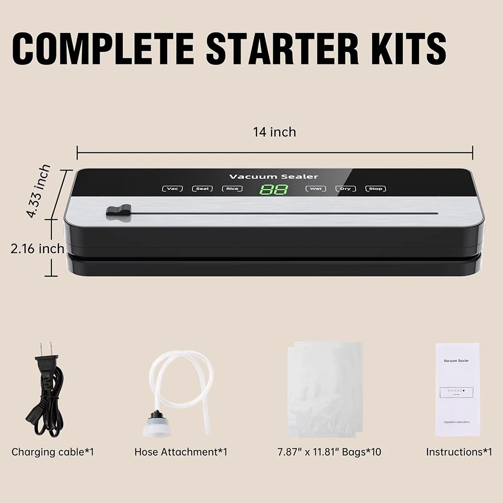 2024 Home Automated Vacuum Sealer Food Vacuum Sealer Machine for Kitchen