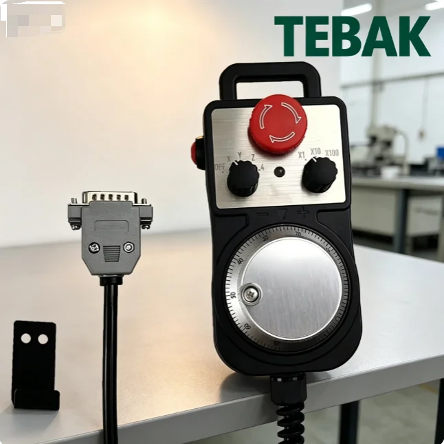 TEBAK 5V 100PPR CNC MPG Handwheel Pendant, Manual Pulse Generator with Emergency Stop for Milling Router Lathe