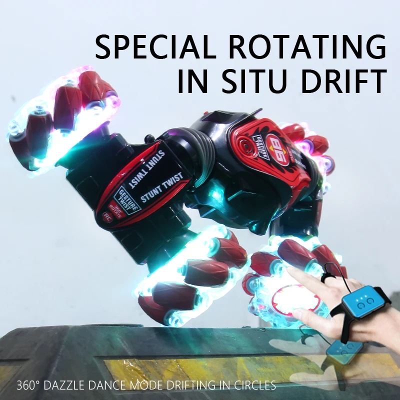 Watch Control Transforming Twist Rc Stunt Remote Control Double Side Rock Crawle Drift Stunt Car