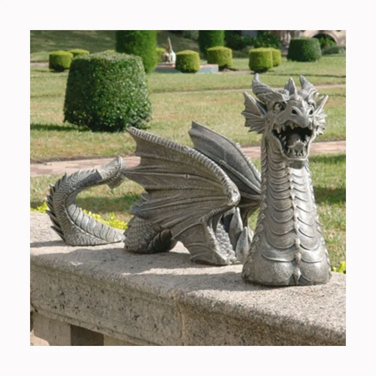 屋外の庭の装飾的な石の動物の置物販売のための黒い大理石のドラゴンの