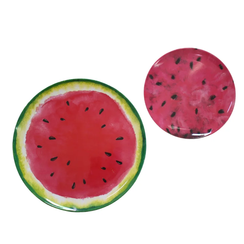 2022 Summer Dinnerware Round Shape Melamine Plate and Dish Watermelon Pattern