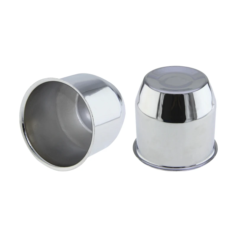 4 Pack Chrome Steel Center Caps For Trailer Wheels – 4.25" Center Bore, Push Thru Style