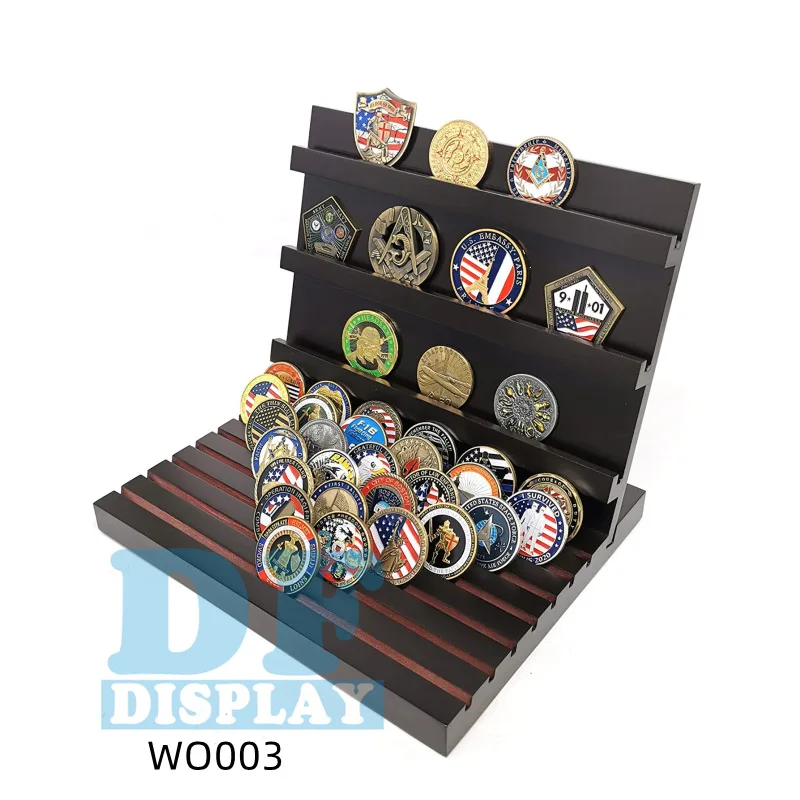 Wo003 Challenge Coin Display Case Military Coin Holder Stand Wooden Rack Holds 6070 Coins Buy