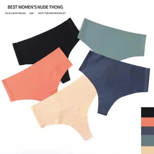 Bell Fenny Custom Logo Wide Waistband High Waist Solid Color Thong Seamless Womens Ladies Underwear Panties