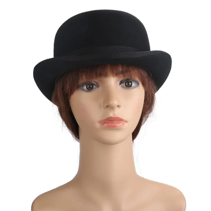 Wholesale Vintage Traditional Men Women Bowler Hat Derby White Black Gray Wool Felt Formal Dress Hats for Men Chaplin Hat