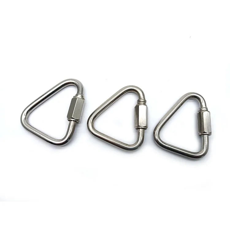 Camping Outdoor Carabiner Stainless Steel Climbing Triangle Quick Link Locking Carabiner Hanging Hook Buckle Hiking Multi Tool