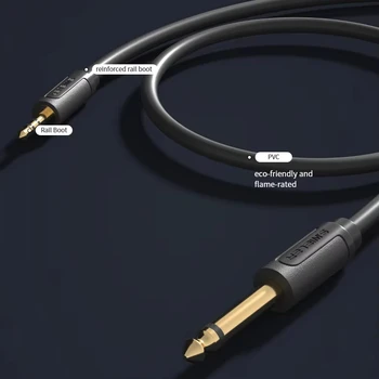 1.5m gold-plated OFC male-to-male 3.5mm-to-6.35mm mono audio cable for HIFI sound, compatible with headphones, car speakers