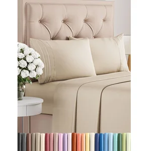 Bed Sheet Set, 4Piece, Flat Sheet, Fitted Sheet and 2 Pillowcases, Soft Microfiber Sheets