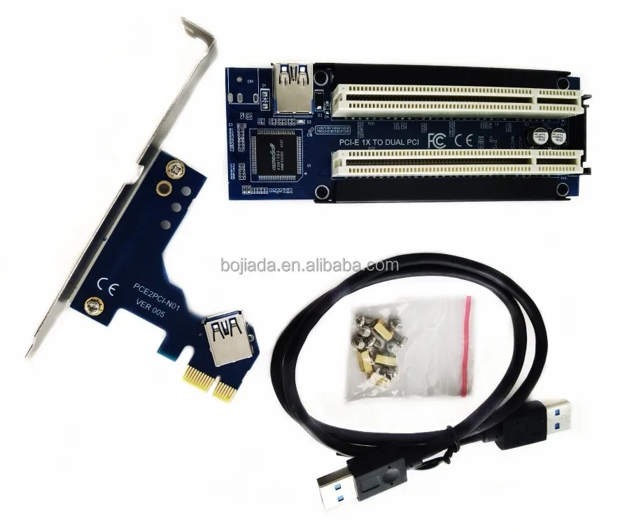 pci-e pcie 1x toデュアル2 pciスロット拡張コンバータライザーカード