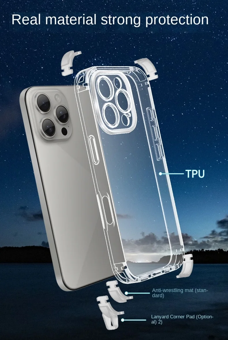 Sac bandoulière/bandoulière en TPU transparent moulé par injection, avec cordon détachable et ouverture aux quatre coins, antichoc, à monter soi-même._voghion.com