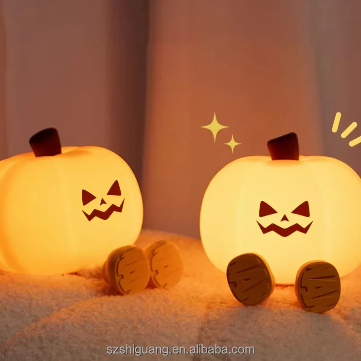 Customizable Silicone Pumpkin LED Night Light Halloween Emoji Decorations & Props Pat Pat Night Light Pumpkin