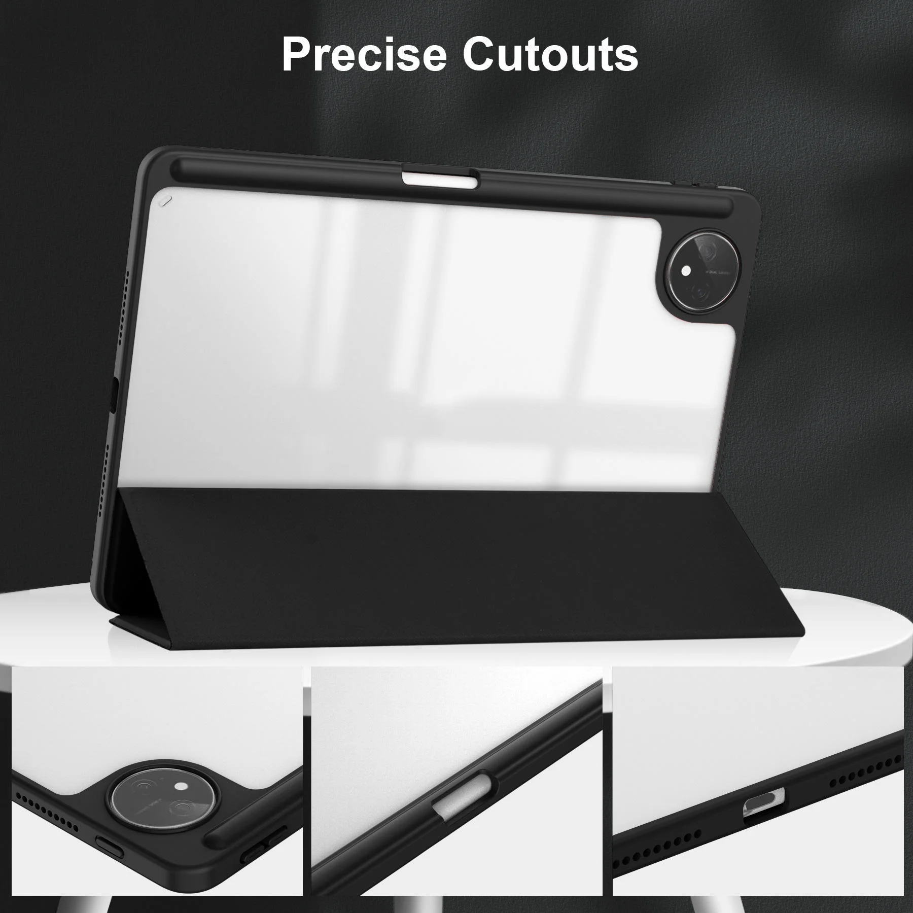 product for slim pu leather clear transparent back shell folio smart cover tablet case for matepad pro 132 inch hw1024-2