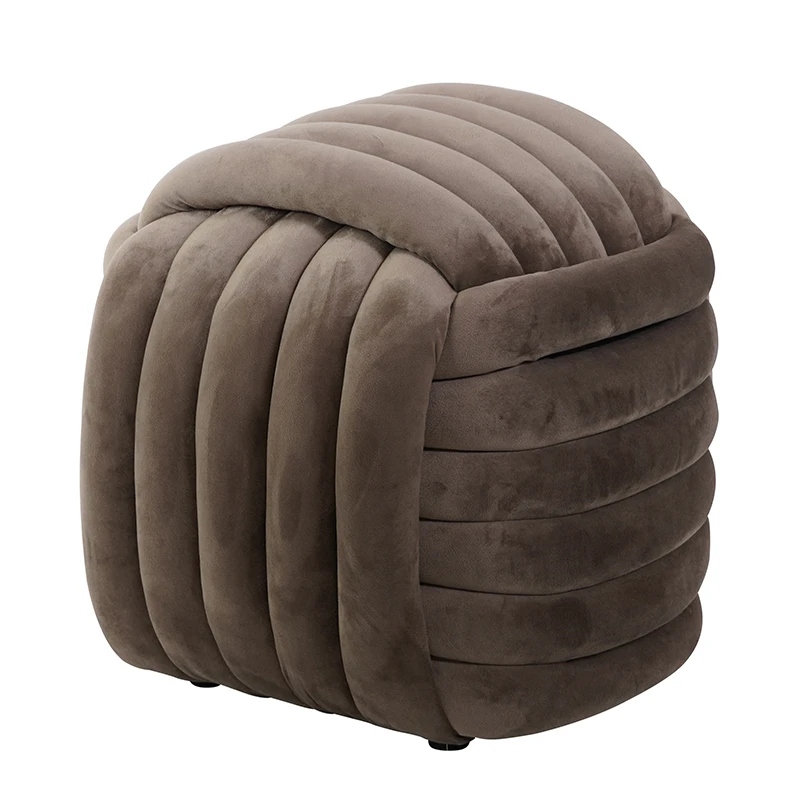 Decent Living Room Velvet Ottoman Best Comfort Footrest Stool Vanity Dressing Knit Lines Stool