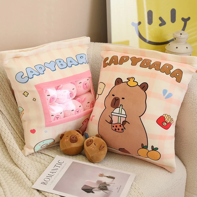 Grosir tas makanan ringan Capybara bantal boneka binatang dengan bantal  boneka binatang Capybara Mini bantal puding Kawaii