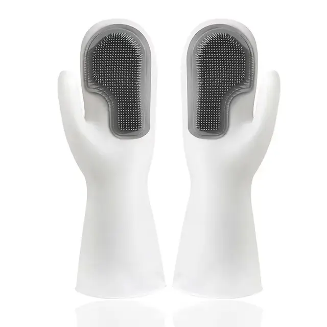 Women's Modern Dishwashing Gloves with Electric Fuel Kitchen Brush Head and Rubber Band Magic Gloves for Dishwashing