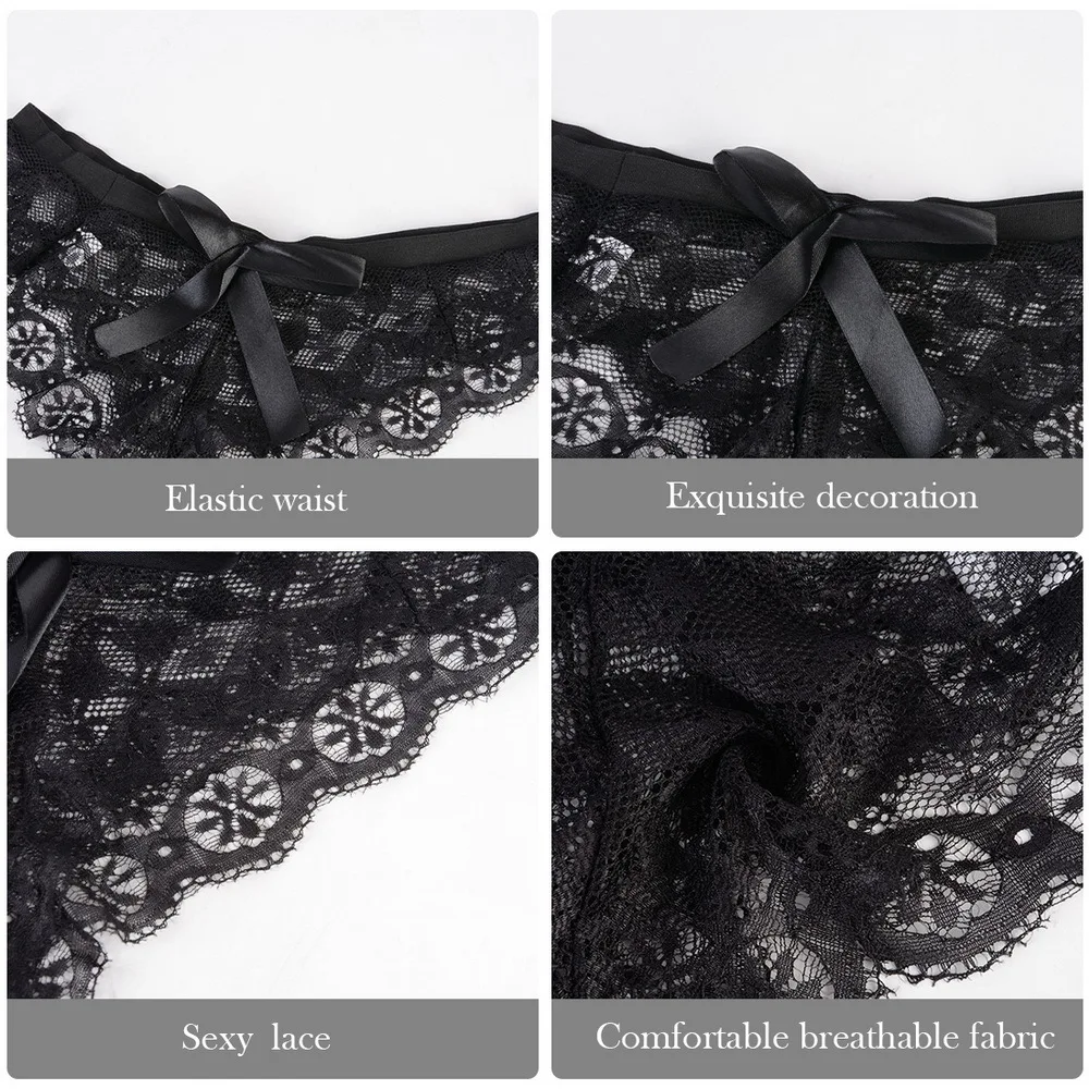Lmy Lacethong Bow Panties Female Floral Lace Women Panties Breathable ...