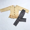Yellow White Stripe Cardigan & Black White Polka Dot Pant Set