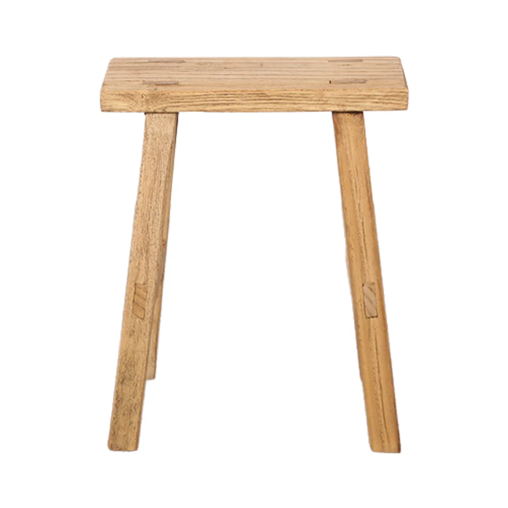 Antique Vintage Recycled  Rustic Reproduction Elm Wood Stool for Living Room Furniture