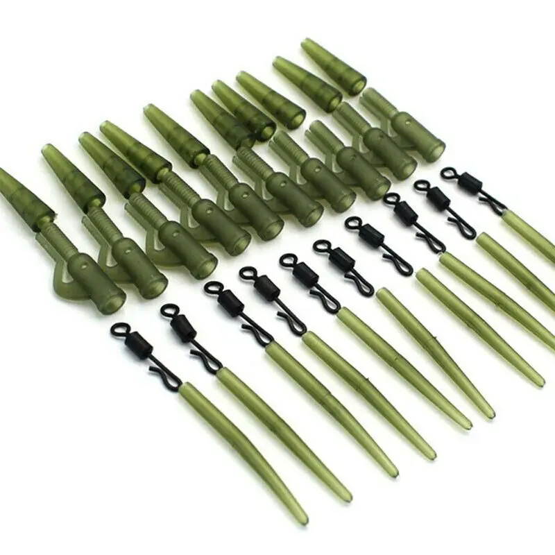 40pc Fishing Tackle Carp lead clips Quick Change swivels Anti Tangle Sleeves 