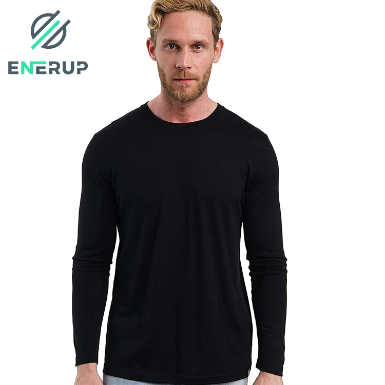 Оптовая продажа, повседневный укороченный топ Enerup из мериносовой шерсти, мужская рубашка большого размера с длинным рукавом, под заказ