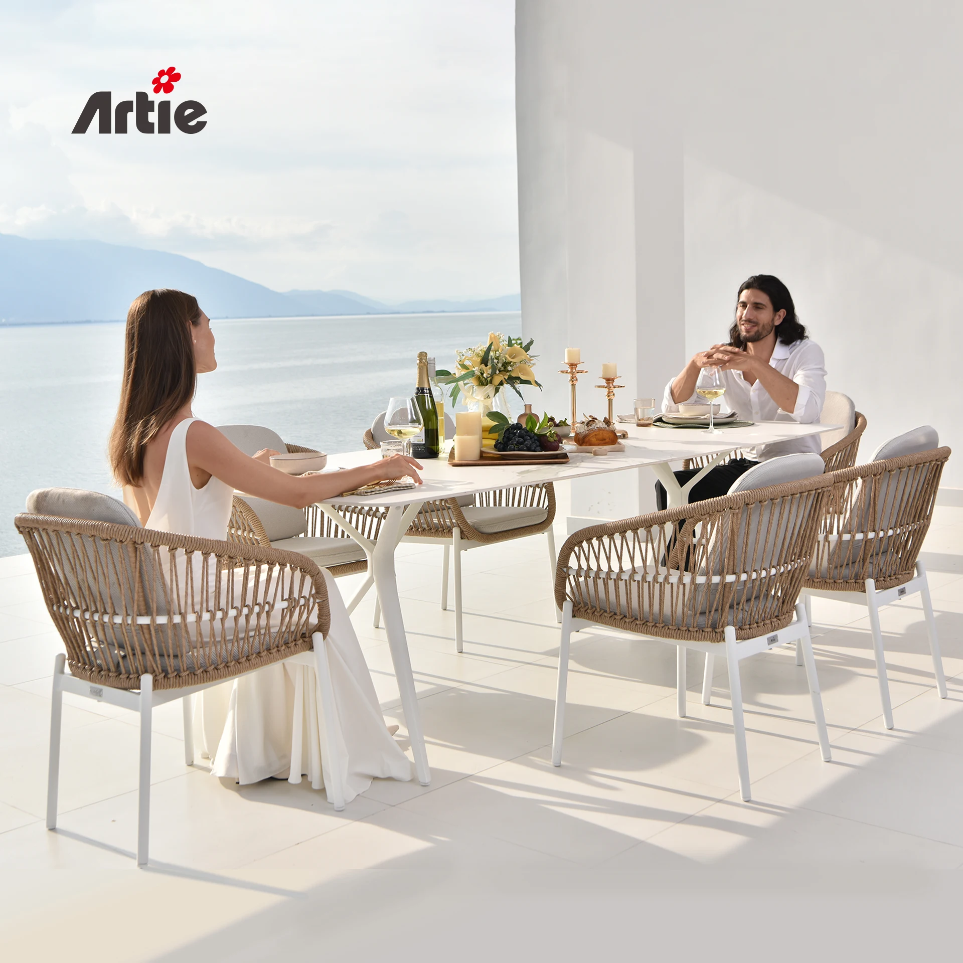 Artie Luxury Patio Rattan Furniture Outdoor Dining Sets
