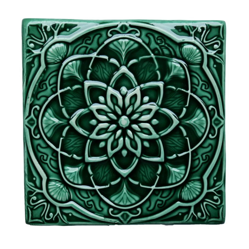 Factory Hot Sale Handmade Relief Patterned Tiles for Hotel Villa Wall Decor Ceramic Artwork Souvenir Clay Tiles