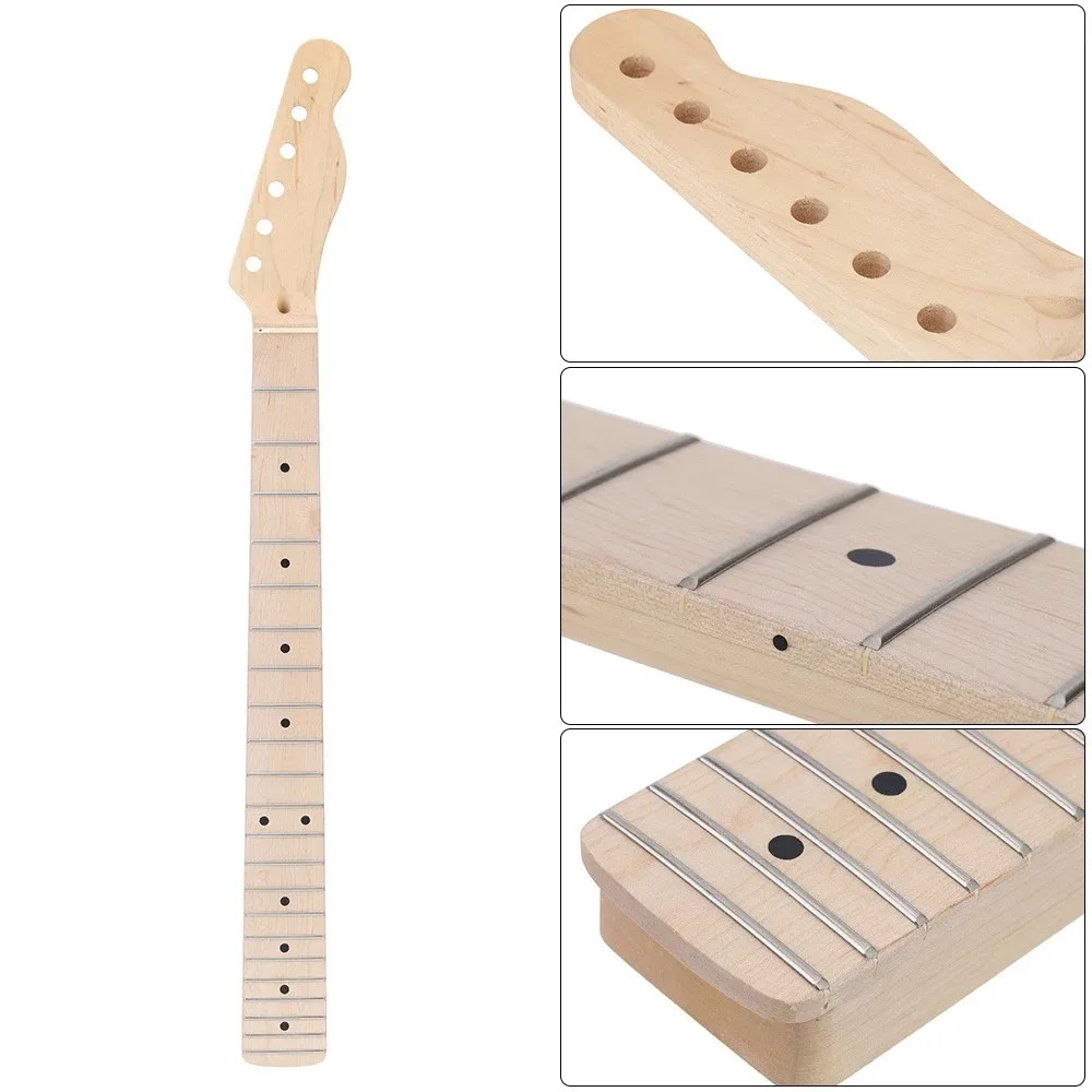 HAOHAO 22 Fret Maple Banana Electric Guitar Neck Dot Inlay for St Parts Replacement Color : Wood 