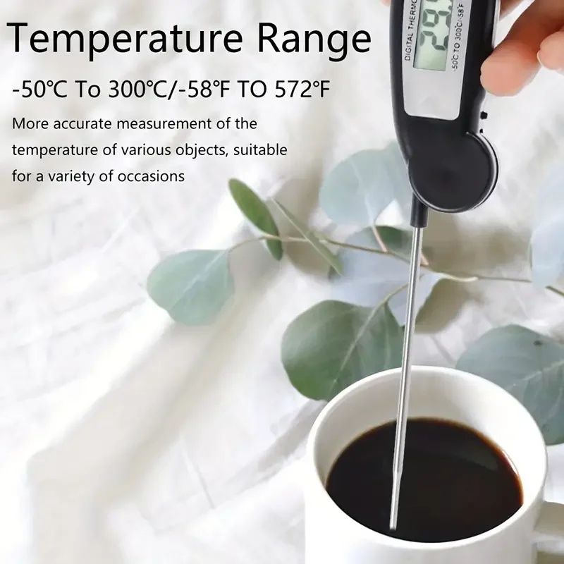 Foldable Kitchen Food Temperature Probe Digital Meat Thermometer for Outdoor Cooking BBQ and Grill