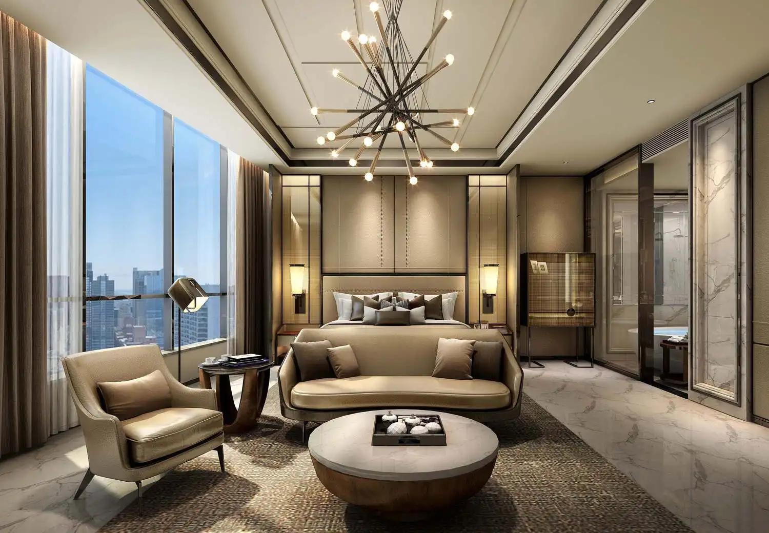 CREATION Marriott Hotel High Class Luxury Light Oak Wood Veneer Hotel Furniture For Hotel Project