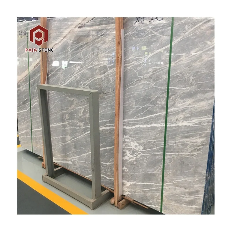 product book match grey flooring wall decoration lobby interior slab marble light white vein grey marble slab for home lobby-0