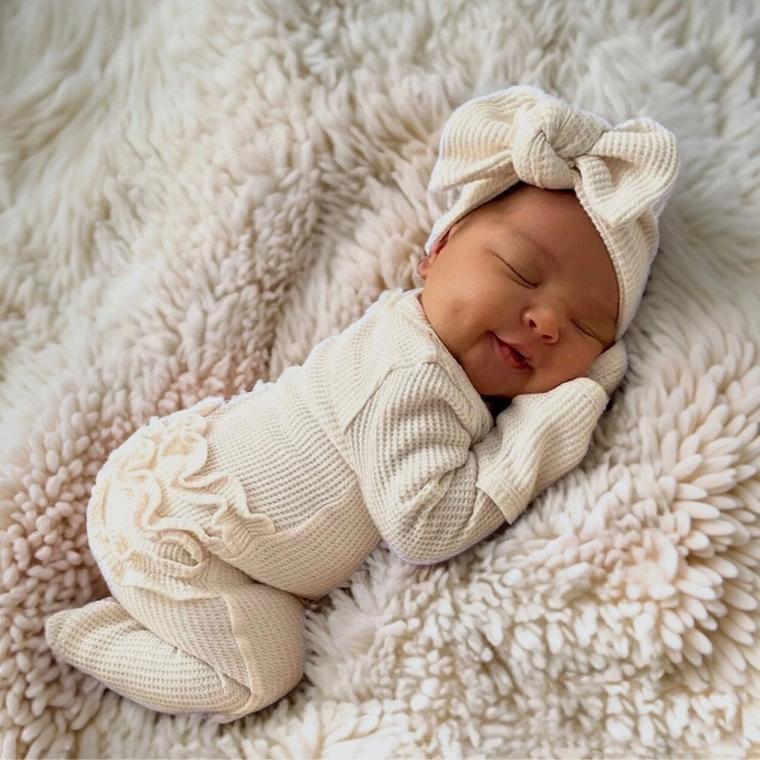 Newborn Baby Clothes Cotton Bodysuit Rompers Infant Waffle Baby Jumper Long  Sleeve Baby Romper Footie Overall for Newborn