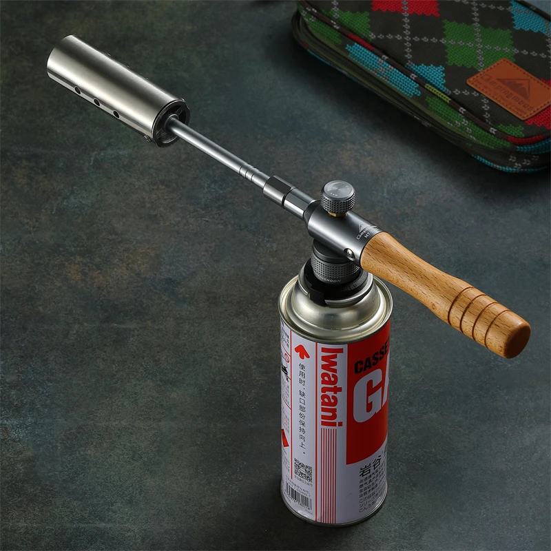 CAMPINGMOON Holzgriff, klassische abnehmbare Gasbrenner, starke Leistung, Brenner, Zünder, 12000 kcal, 360-Grad-Nutzung, Flammenpistole, Camping, Grillen – Detail 8
