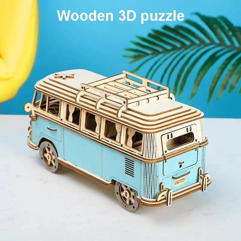 226pcs European Style Camper Van 3D Wooden Puzzle Toy