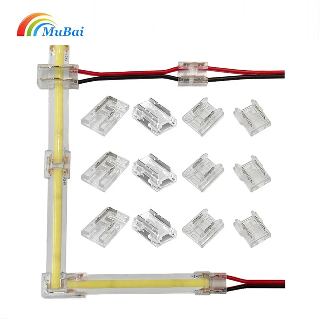 I T X L-Shape Corner LED Connector Quick Solderless Wire to Strip LED Strip Connector for 8MM 10MM 2pin SMD COB Strip Lighting