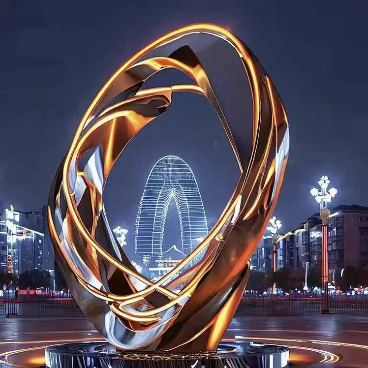 Wholesale Outdoor Home Decor Luxury Metal Modernist Abstraction Stainless Steel Swan Sculpture