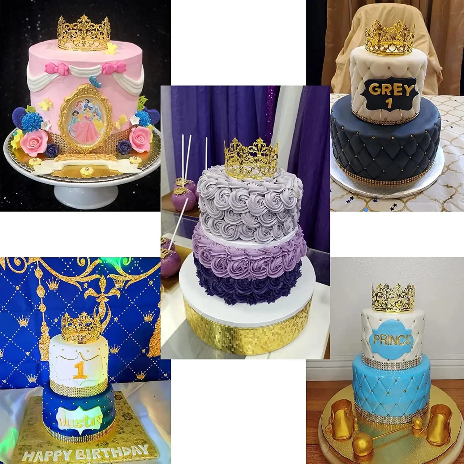 Mini Tiara Cake Topper Gold Crystal Pearl Vintage Wedding Cake Crown ...