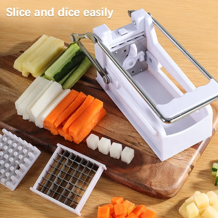 Kitchen Gadgets Vegetable Dicer Chopper Cucumber Carrots Potato Cutter  Plastic Stainless Steel French Fry Cutter