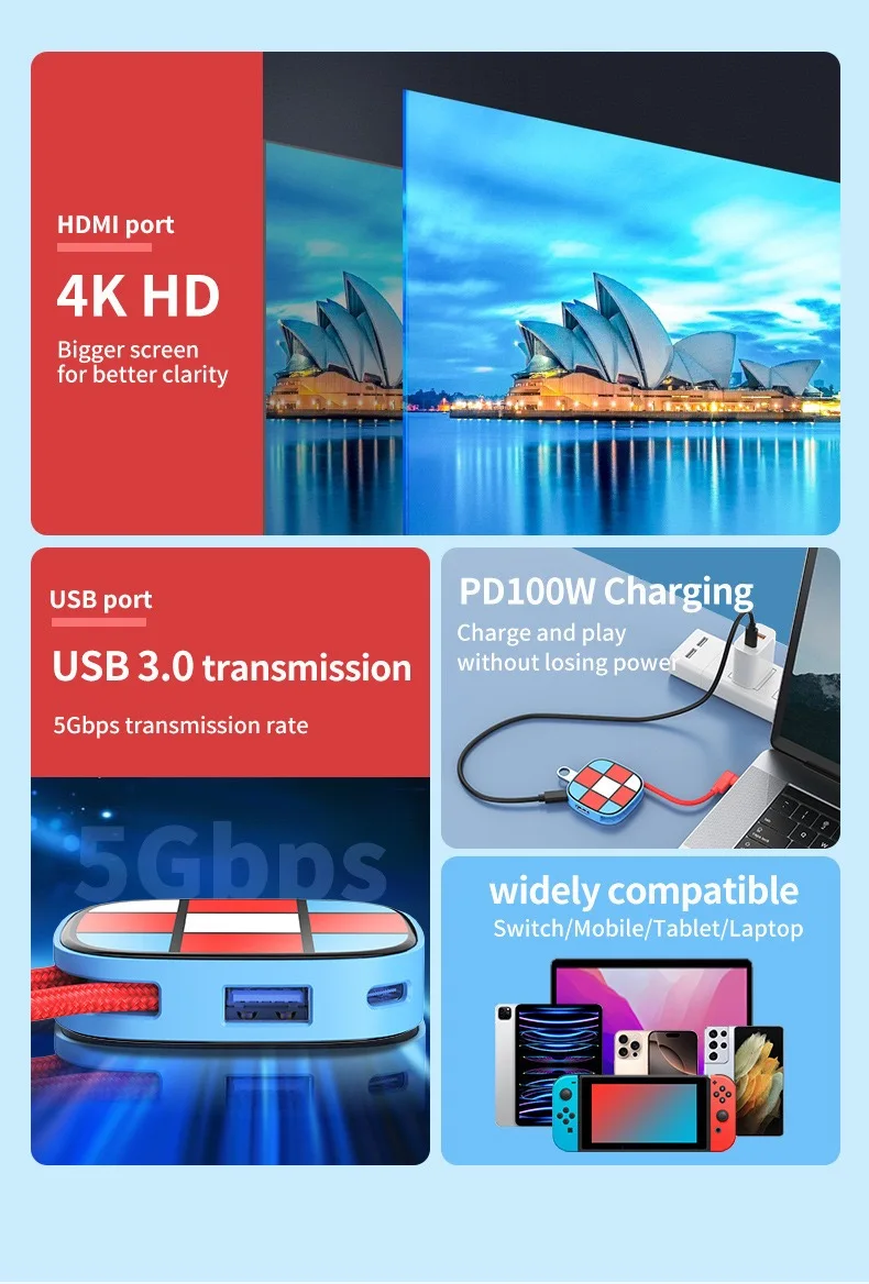 Chinese factory supplier supply  Switch 2 Usb Hub Hdtv 4k60hz Pd 100w Type C Docking Station For Ns Switch 2 3 In 1 Usb C Hub - Buy 3 In 1 Switch 2 Hub 100w Charging Usb3.0 4k60hz Type C Docking Station For Switch 2 switch2 100w Hub With Battery 4k60hz 3-in-1 For Hdmi Usb 3.0 Abs-stock Product For Data Transfer