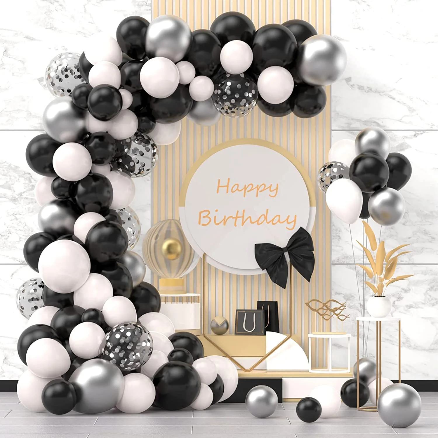 Black Silver Color Wedding Birthday Backdrop Wall Decor Ornaments White  Black Confetti Latex Balloon Garland Kit - Buy Birthday Wedding Party  Indoor Wall Decoration Supplies,Baby Shower Party Black Silver Latex  Balloon Garland