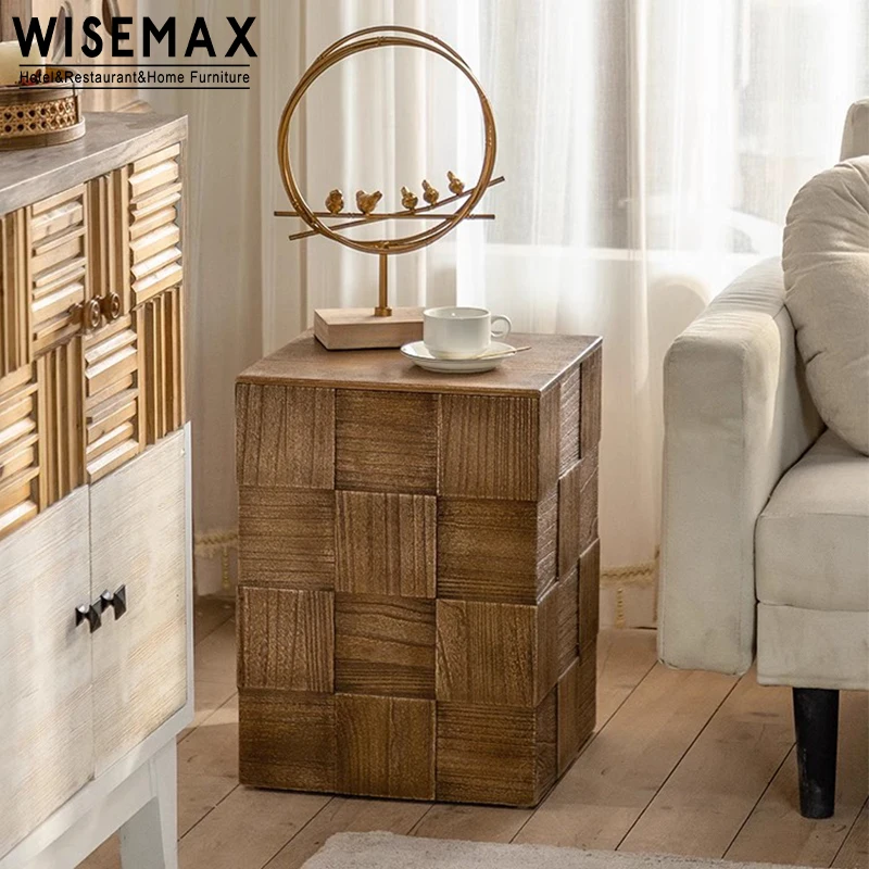 WISEMAX FURNITURE Retro Rectangle Solid Fir Wood Coffee Table American Living Room Furniture Storage Bedside Table for Bedroom