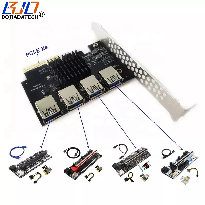 USB to Pcie 4X Expansion Riser Card for GPU Video Cards