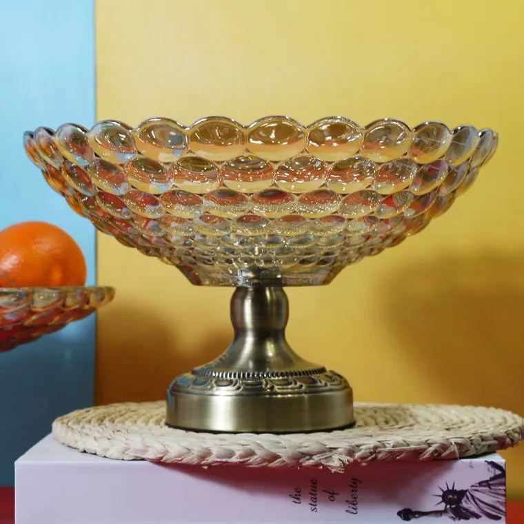 ガラスボウルひまわりフルーツクリスタルボウル刻印ボヘミア