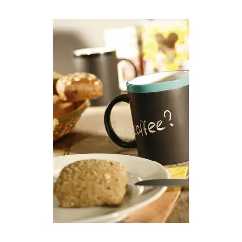 Creative Custom Blackboard Memo Message Writable Ceramic Chalk A Coffee Mug Childrens' Gift Matte Black Cup 11Oz