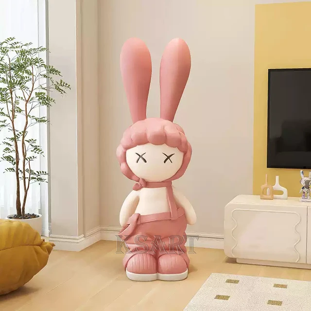 Cute Plush Rabbit Figurine As a Grand Floor-standing Centerpiece for the Living Room to Welcome Guests.