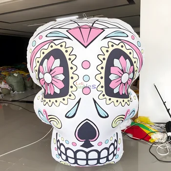 2m/7ft Fashion Colorful Inflatable Halloween Skull Character  for Decoration Publicity Inflatable Graffiti Skull Head